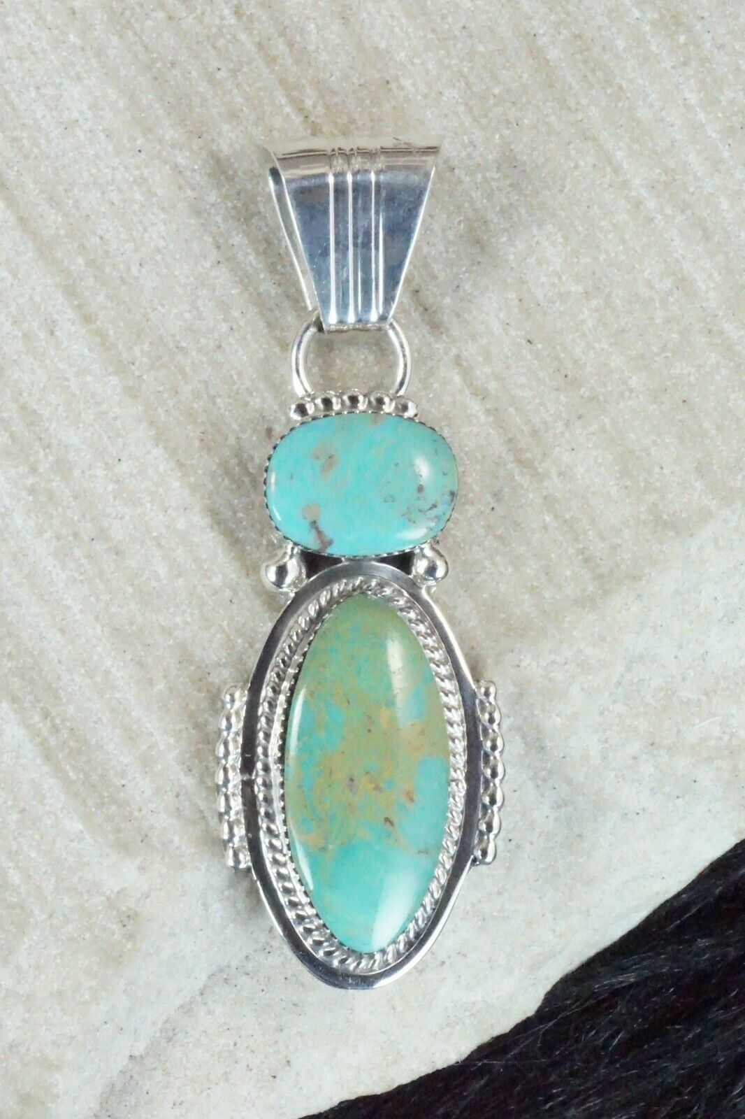 Turquoise and Sterling Silver Pendant - Bobby Platero