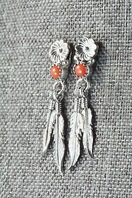 Coral & Sterling Silver Earrings - Annie Spencer