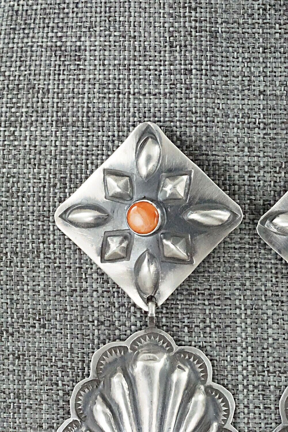 Spiny Oyster and Sterling Silver Earrings - Rita Lee