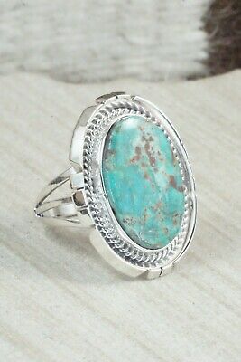 Turquoise & Sterling Silver Ring - Samuel Yellowhair - Size 8.75