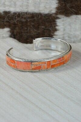 Zuni Spiny Oyster & Sterling Silver Bracelet - Ricky Booqua - High Lonesome Trading
