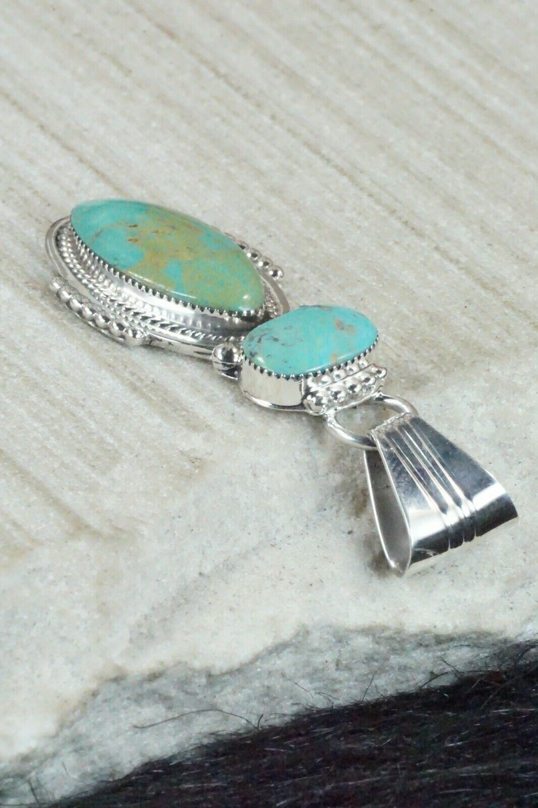 Turquoise and Sterling Silver Pendant - Bobby Platero
