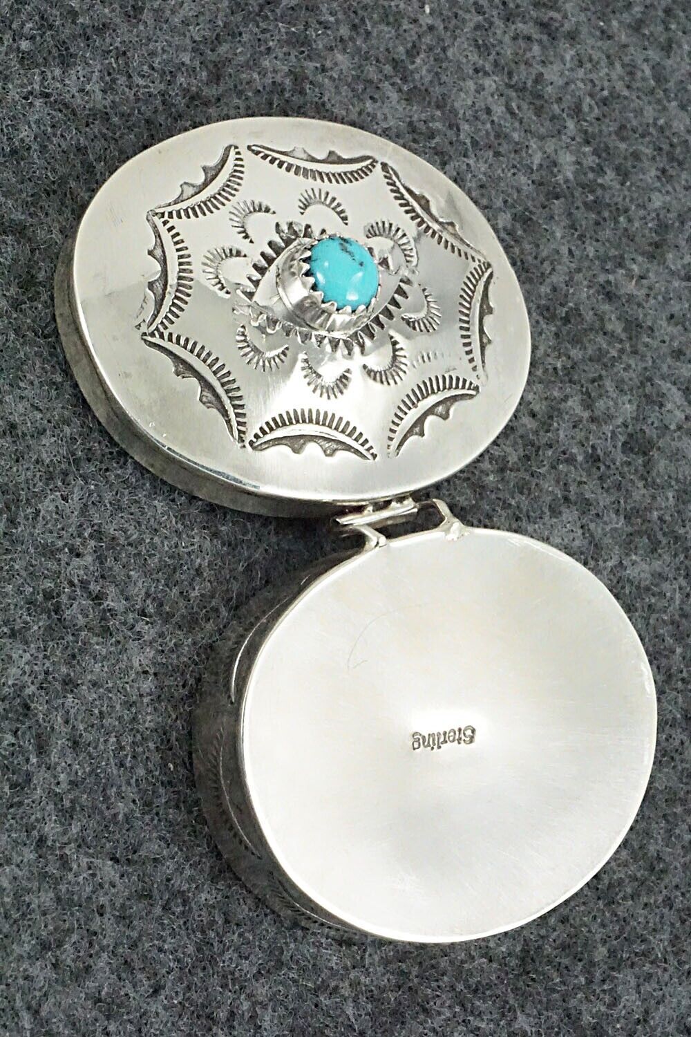 Turquoise & Sterling Silver Pill Box - Elouise Curtis