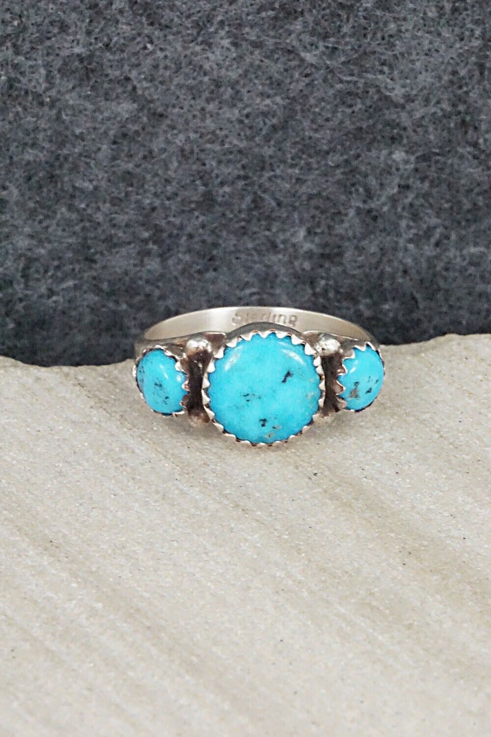 Turquoise & Sterling Silver Ring - Freda Martinez - Size 6.75