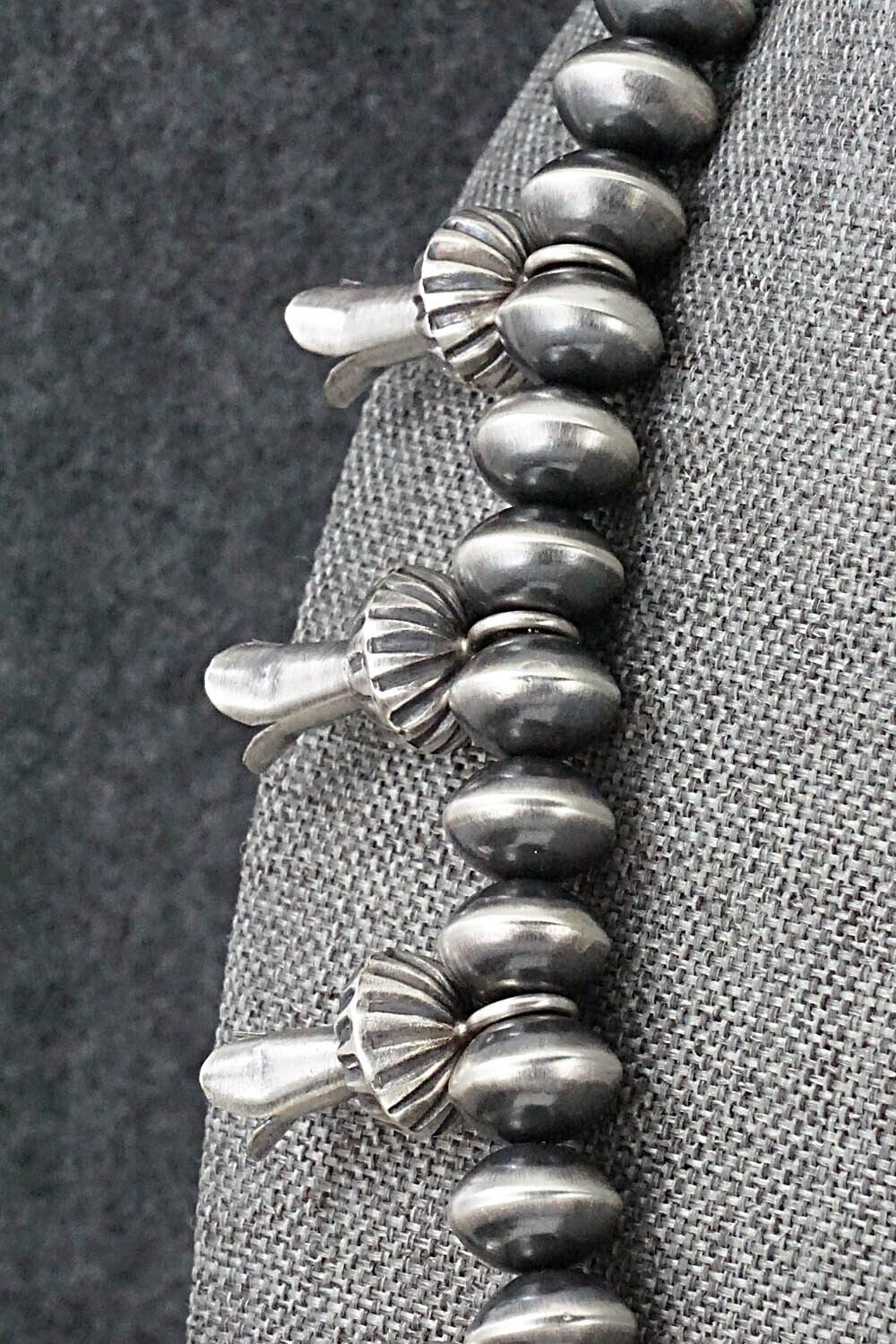 Sterling Silver Navajo Pearl Squash Blossom Necklace - Presley Haley