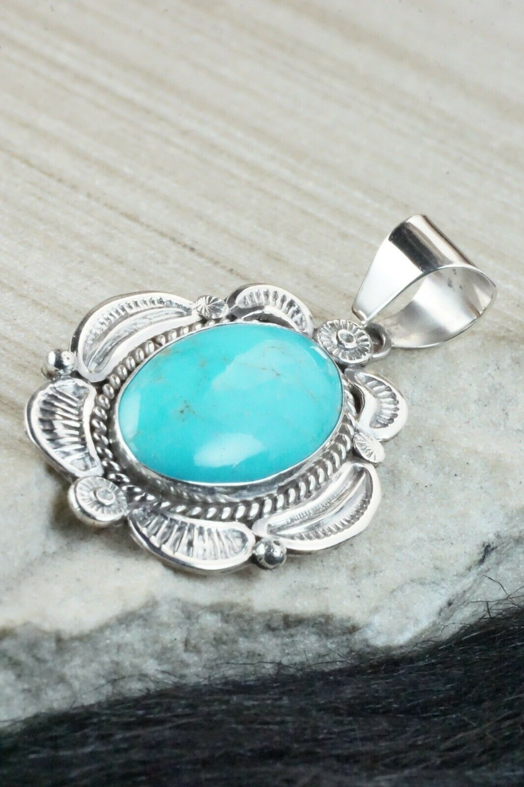 Turquoise & Sterling Silver Pendant - Ella Linkin