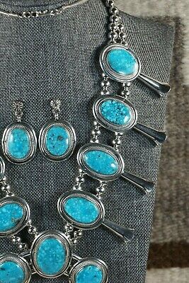 Navajo Turquoise & Sterling Silver Squash Blossom - Raymond Delgarito - High Lonesome Trading