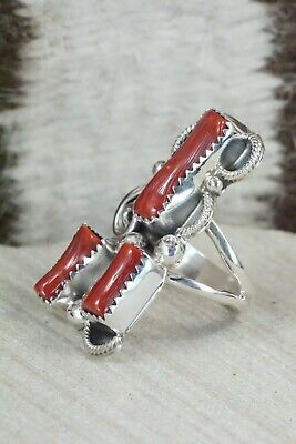 Coral & Sterling Silver Ring - Shirley Largo - Size 5.5