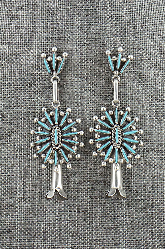 Turquoise & Sterling Silver Earrings - Lance & Cordelia Waatsa