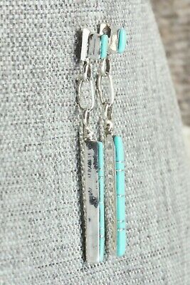 Turquoise & Sterling Silver Earrings - Roland Natachu