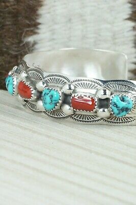 Turquoise, Coral & Sterling Silver Bracelet - Grace Silver