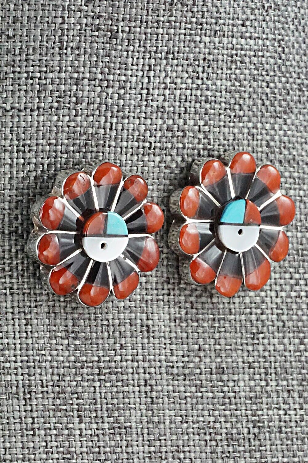 Multi Stone Inlay & Sterling Silver Earrings - Romero Vacit