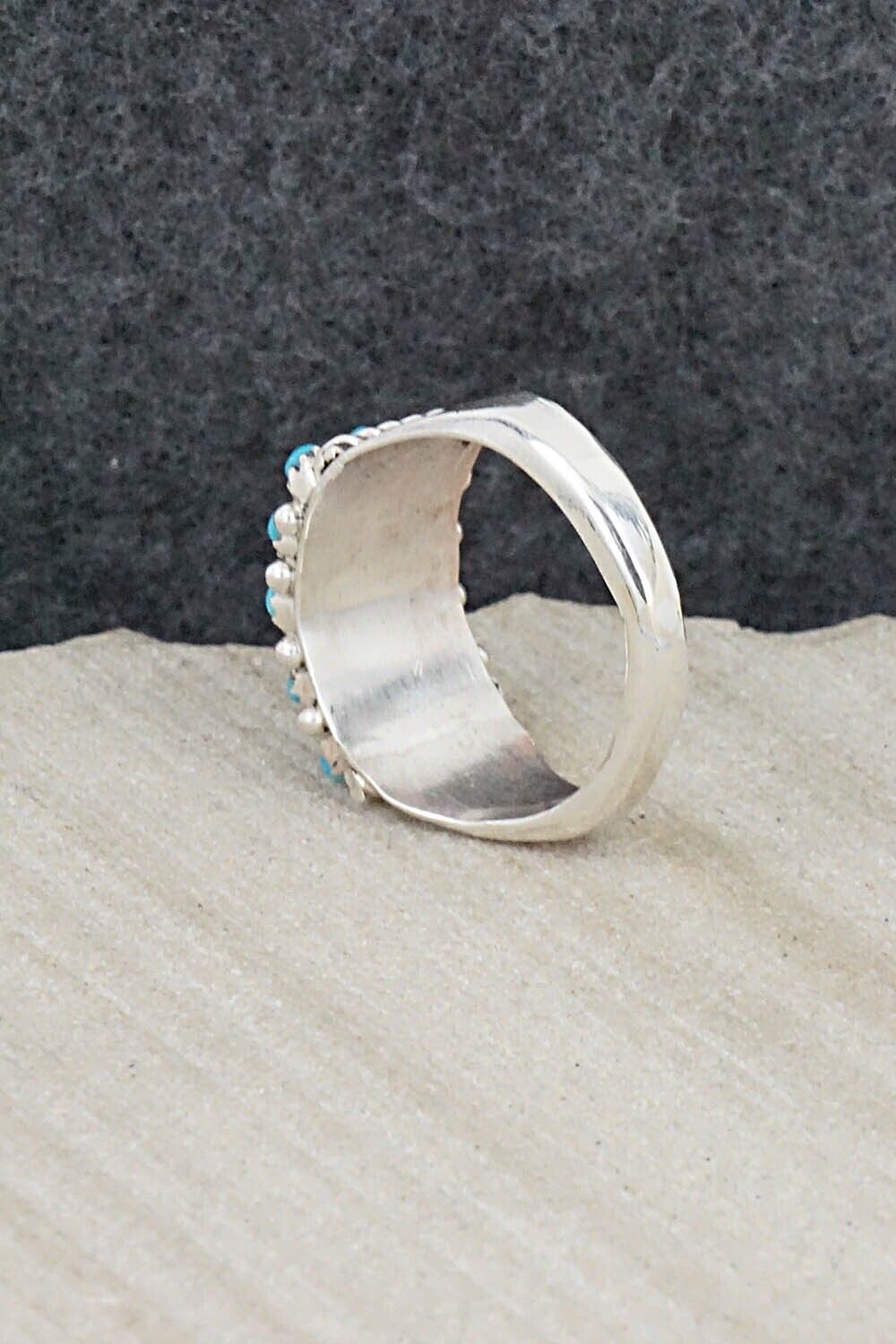 Turquoise & Sterling Silver Ring - April Haloo - Size 7.25