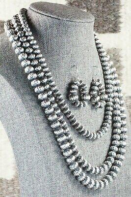 Sterling Silver Navajo Pearl Necklace & Earrings - Tonisha Haley - High Lonesome Trading