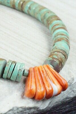 Turquoise & Spiny Oyster Necklace - Lupe Lovato