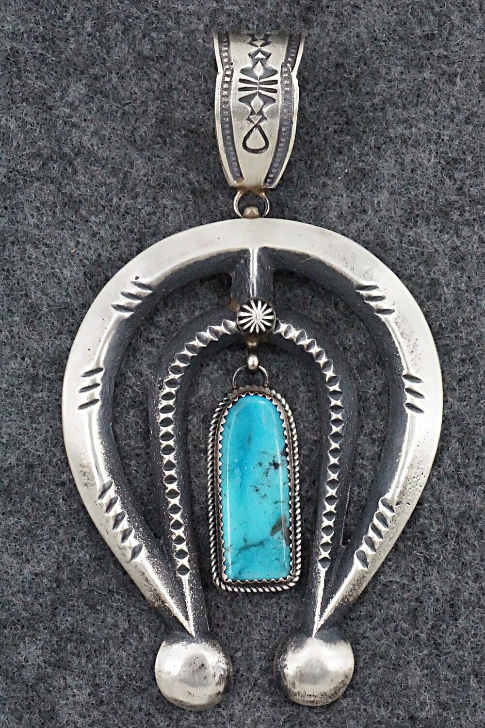 Turquoise and Sterling Silver Pendant - Martha Cayatineto