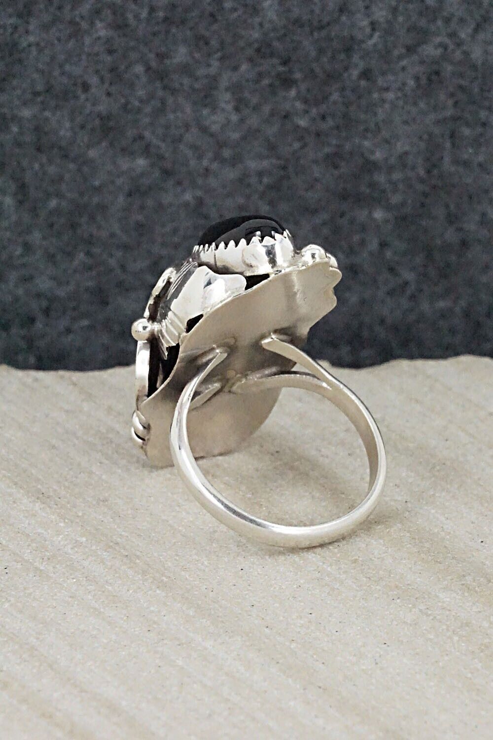 Onyx & Sterling Silver Ring - Max Calladitto - Size 6