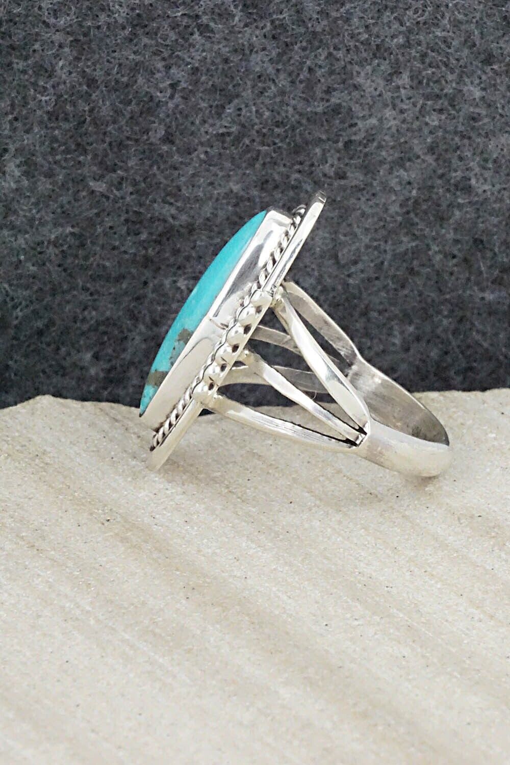 Turquoise & Sterling Silver Ring - Samuel Yellowhair - Size 7.75