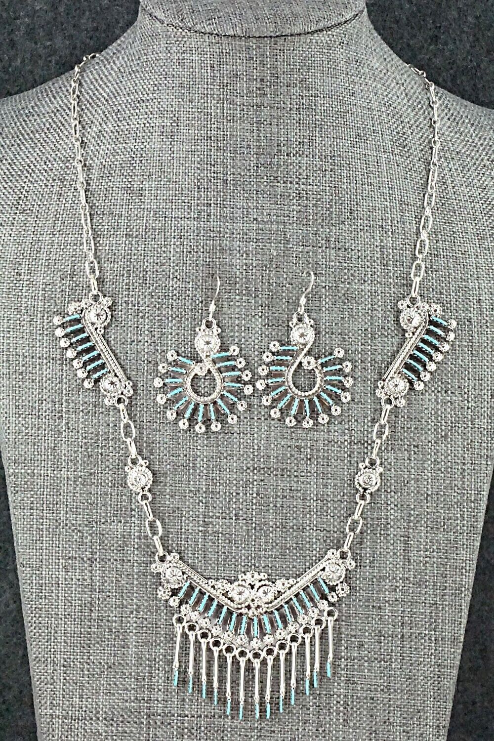 Turquoise & Sterling Silver Necklace Set - Kevin Leekity