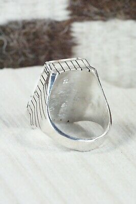 Navajo White Buffalo & Sterling Silver Ring - Ray Jack - Size 12.5