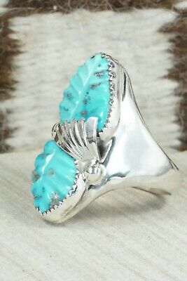 Turquoise & Sterling Silver Ring - Lyolita Tsattie - Size 13.5
