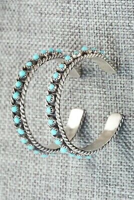 Turquoise & Sterling Silver Hoop Earrings - Georgiann Chavez