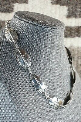 Navajo Sterling Silver Feather Choker Necklace - Ben Begay