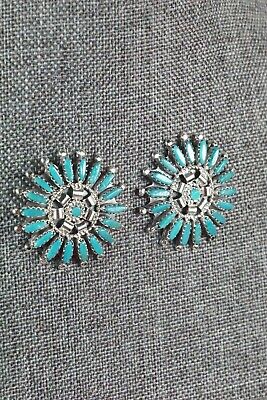 Navajo Turquoise and Sterling Silver Earrings - Nathaniel Nez