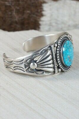 Navajo Turquoise and Sterling Silver Bracelet - Calvin Martinez - High Lonesome Trading
