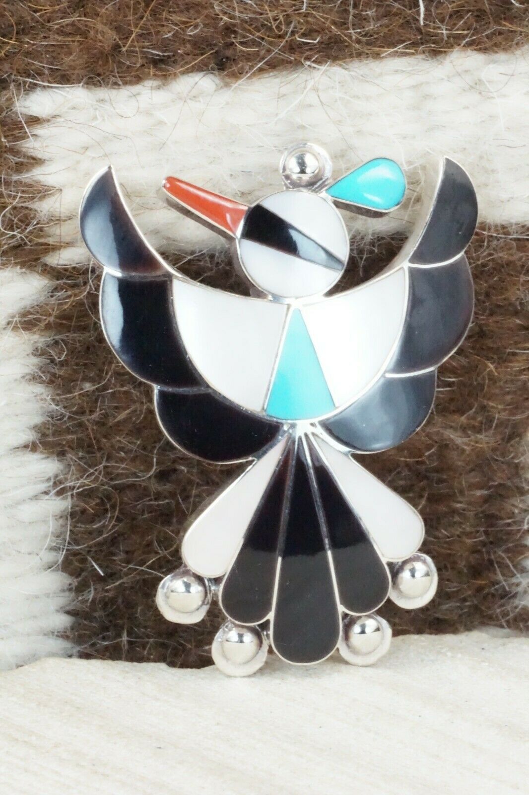 Multi Stone & Sterling Silver Inlay Pendant/ Pin - Leavus Ahiyite