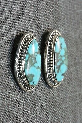 Turquoise & Sterling Silver Earrings - Raymond Delgarito - High Lonesome Trading