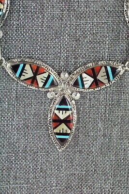 Turquoise, Coral & Sterling Silver Necklace and Earrings Set - Gladys Lamy