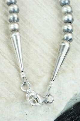 Turquoise & Sterling Silver Navajo Pearl Necklace - Doreen Jake