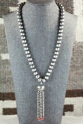Coral and Sterling Silver Navajo Pearl Necklace - Jan Mariano