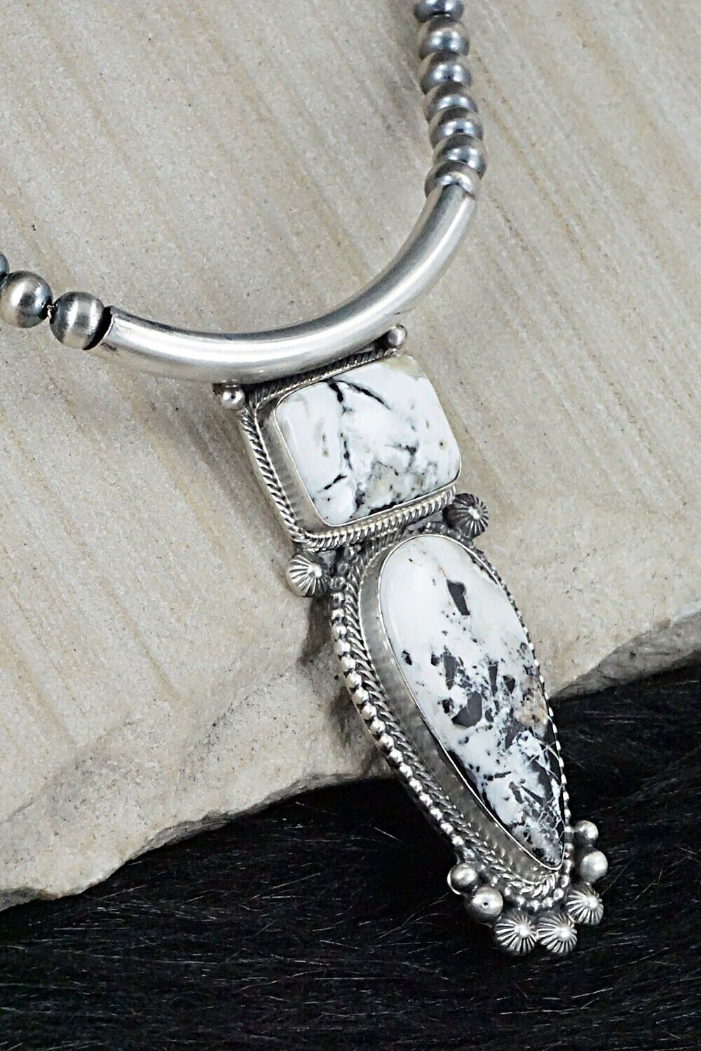 White Buffalo & Sterling Silver Necklace - Tom Lewis