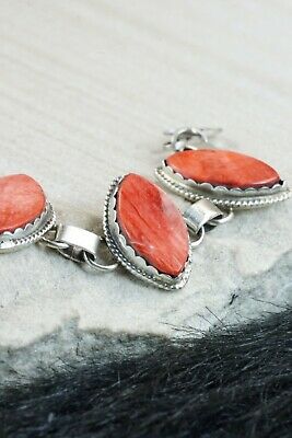 Navajo Spiny Oyster and Sterling Silver Link Bracelet - Selina Warner