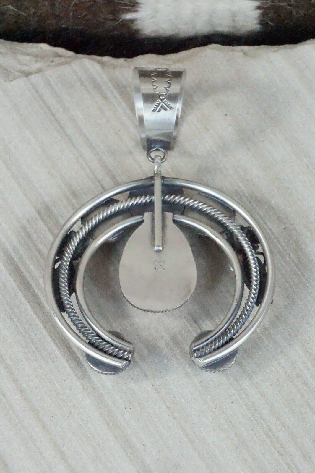 Turquoise, Spiny Oyster & Sterling Silver Naja Pendant Raymond Delgarito
