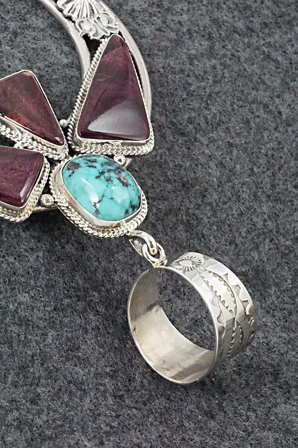 Turquoise, Spiny Oyster and Sterling Silver Pendant - Derrick Gordon