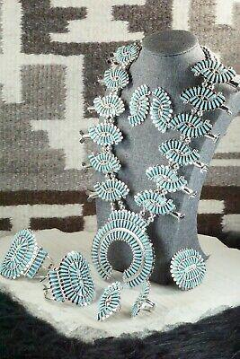Turquoise & Sterling Silver Squash Blossom Set - Lavell Byjoe - High Lonesome Trading