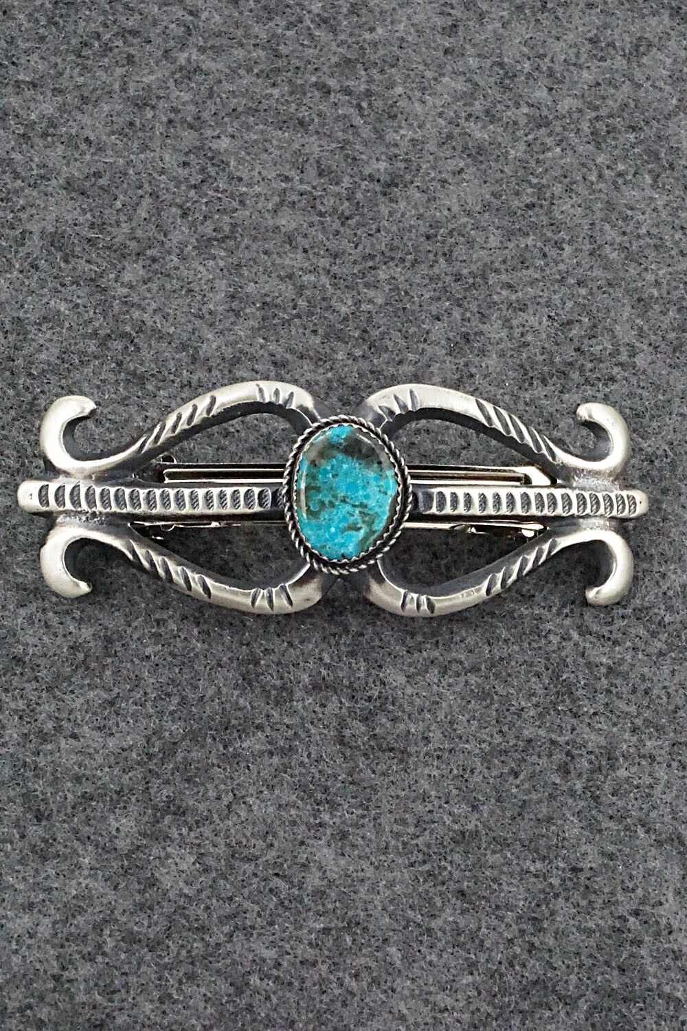 Turquoise & Sterling Silver Hair Barrette - Martha Cayatineto