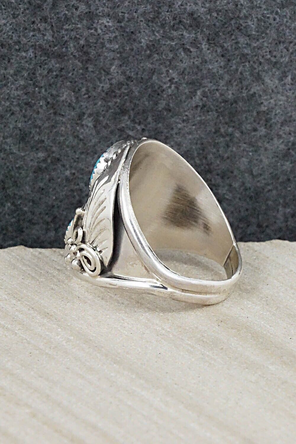 Turquoise & Sterling Silver Ring - Leonard Spencer - Size 12.5