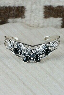 Navajo Onyx and Sterling Silver Bracelet - Roberta Begay - High Lonesome Trading