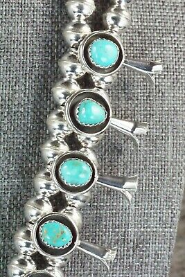 Turquoise & Sterling Silver Squash Blossom and Earrings - Phil Garcia