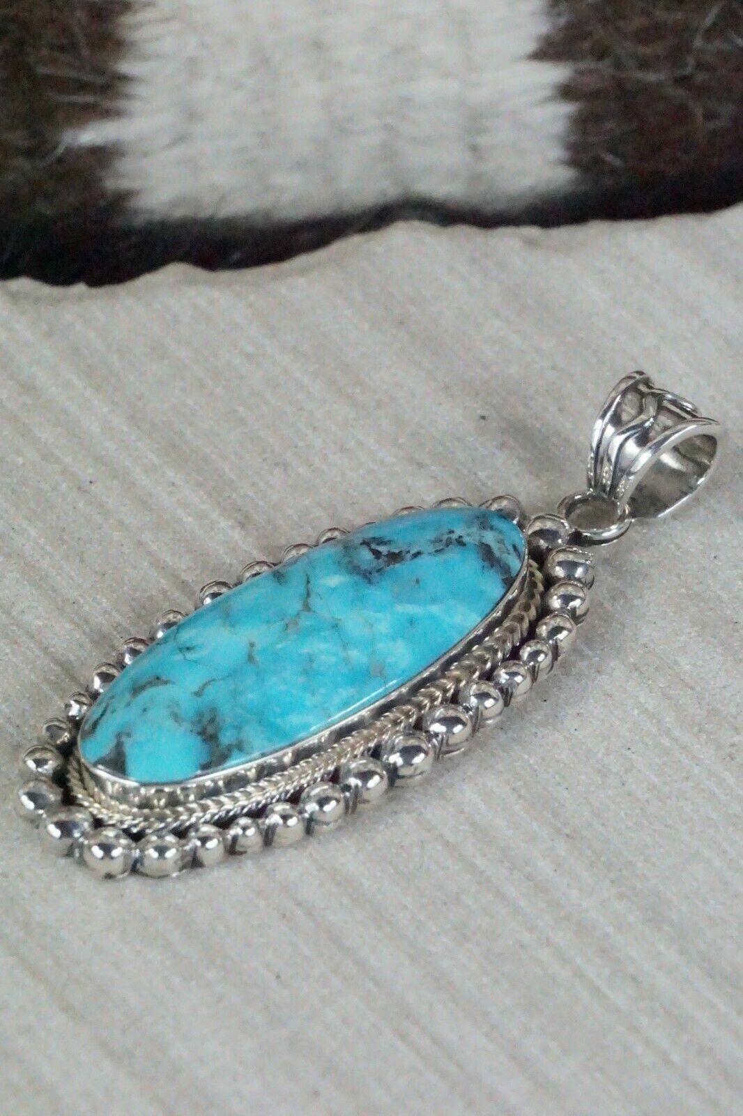 Turquoise & Sterling Silver Pendant - Sheena Jack - Navajo