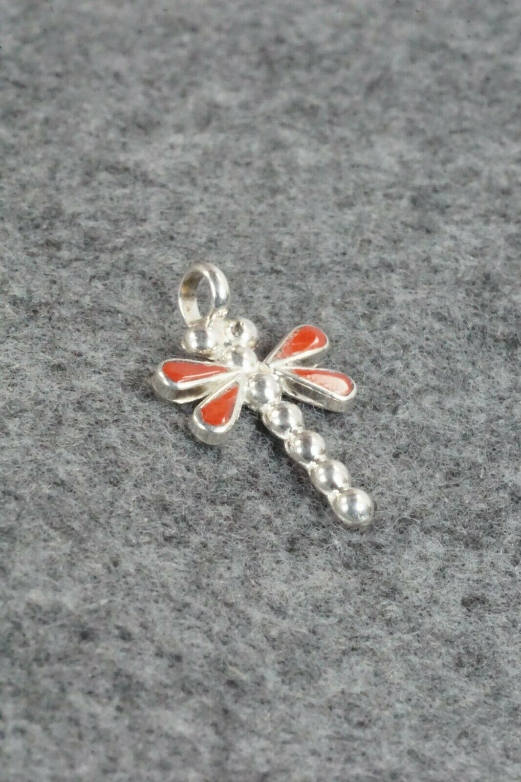 Coral & Sterling Silver Pendant - Zuni