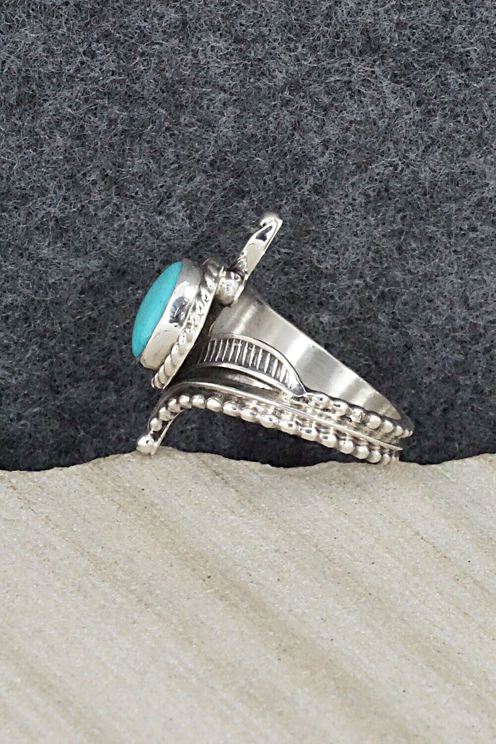 Turquoise & Sterling Silver Ring - Thomas Yazzie - Size 7.75