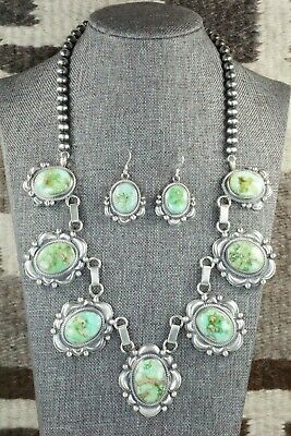 Turquoise & Sterling Silver Necklace and Earrings Set - Tom Lewis