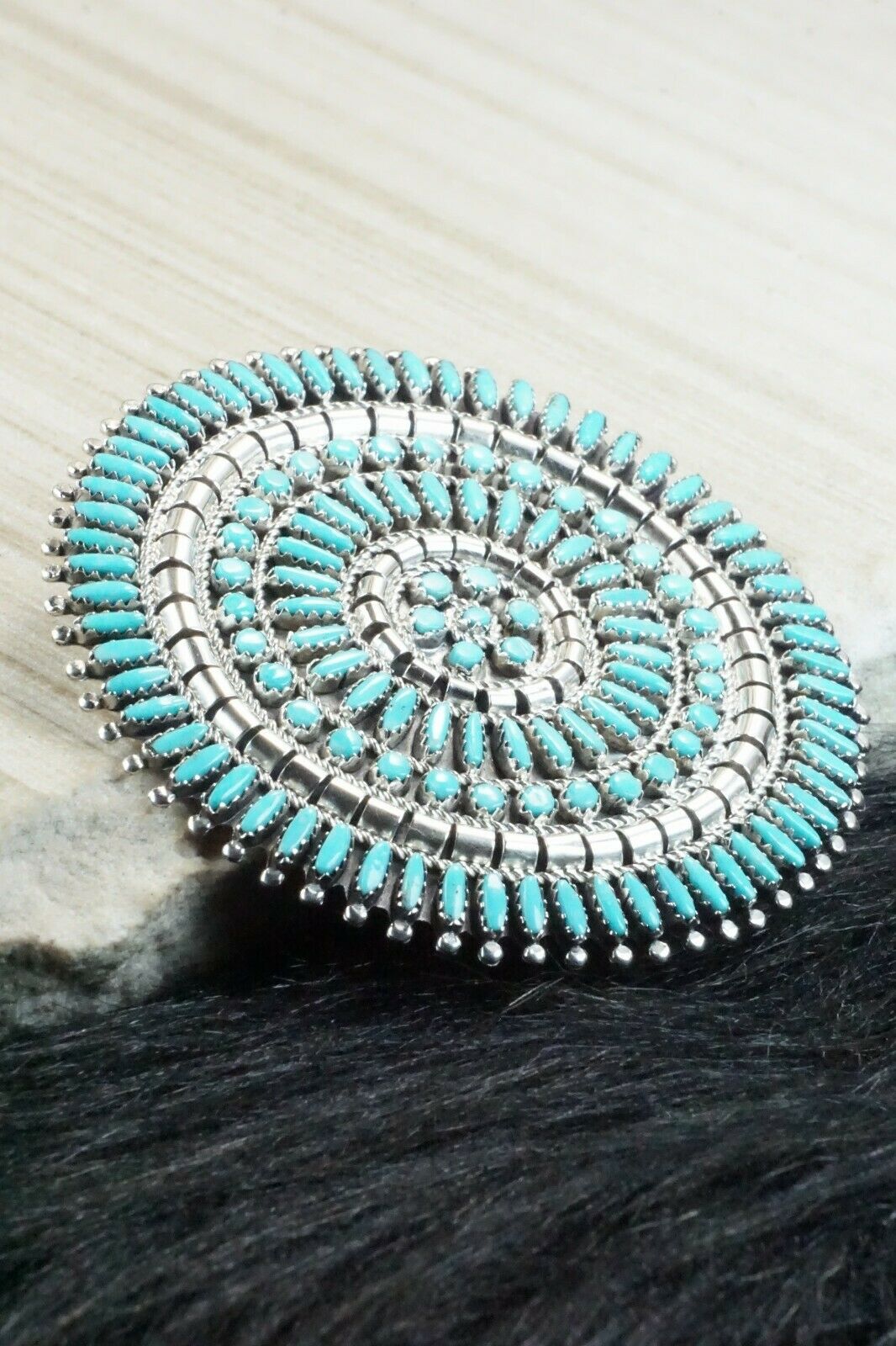 Turquoise & Sterling Silver Pendant/ Pin - Nathaniel Nez