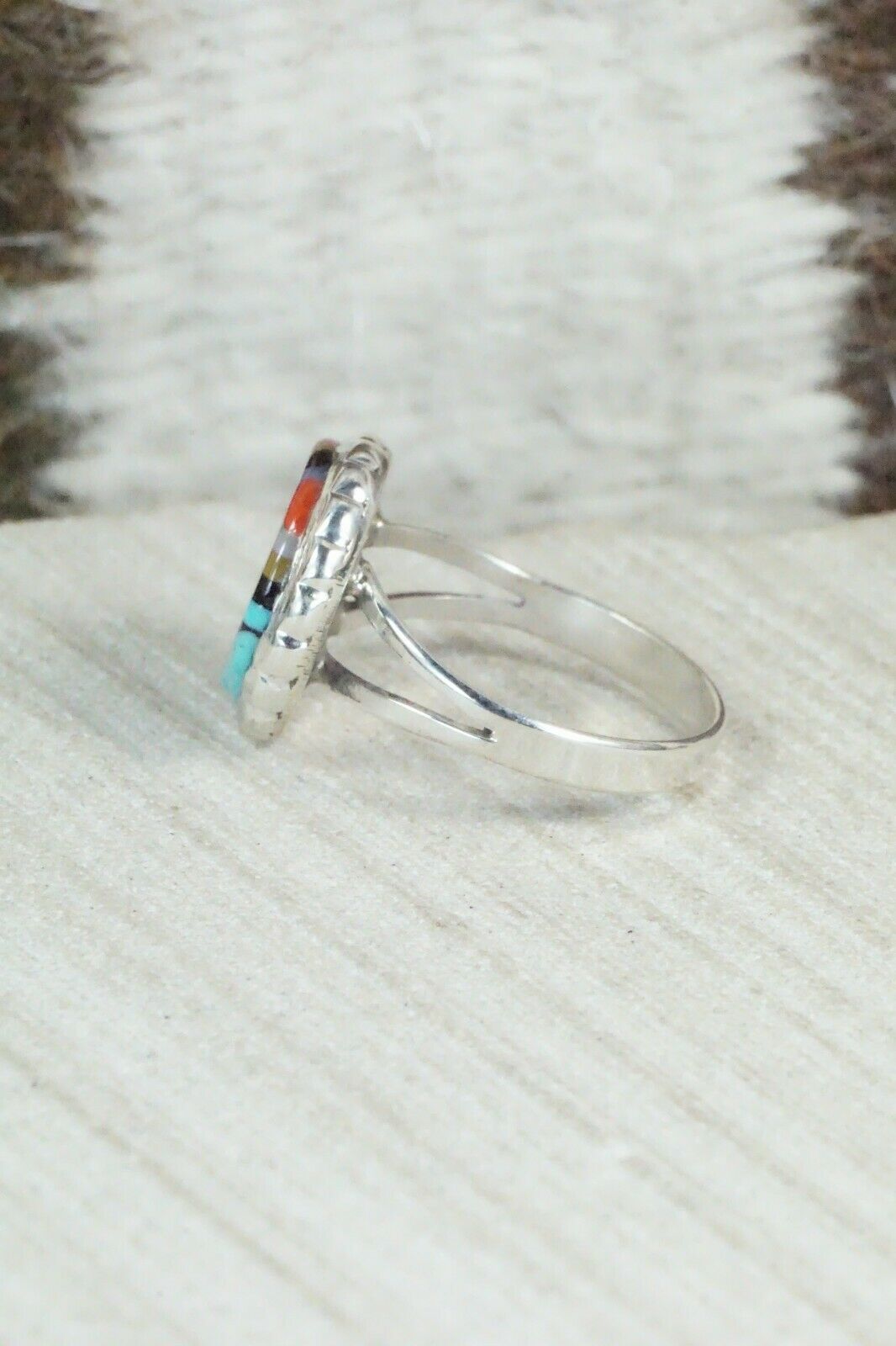 Multi Stone & Sterling Silver Ring - Ruddell Lonjose - Size 7.75