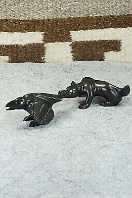 Crow & Coyote (The Tricksters) Zuni Fetish Carving - Albert Eustace